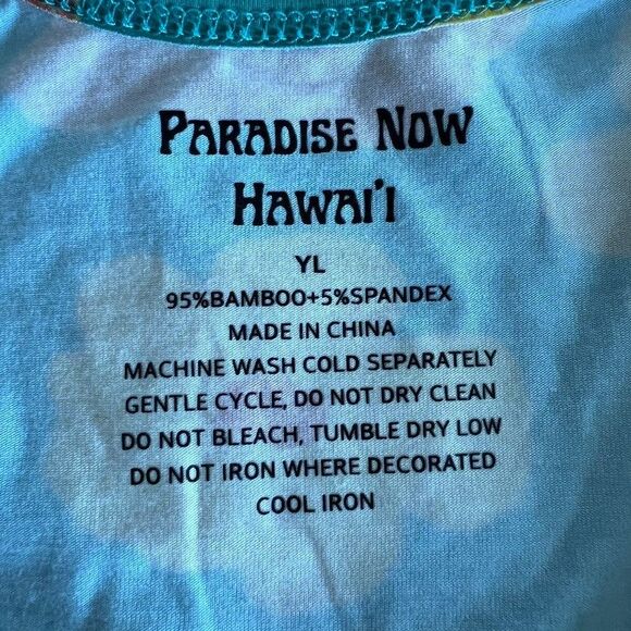 Paradise Now Hawaii Floral Babydoll Dress Girls Youth Large Blue Beach Bamboo - Picture 9 of 13